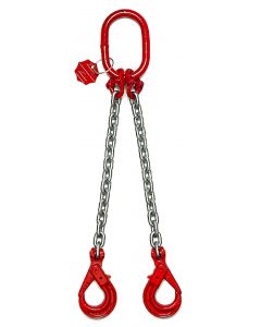 Anschlagkette mit Automatikhaken mit Gabel, Aufhängering und Verbindungsglied, 2-strängig, Typ ES-2M