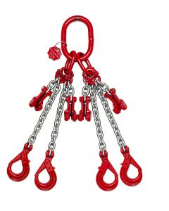Anschlagkette mit Automatikhaken mit Gabel, Aufhängegarnitur, Verbindungsglied und Verkürzungsklaue mit Sicherung, 4-strängig, Typ ES-4MD