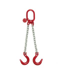 Anschlagkette mit Weitmaulhaken, Aufhängering und Verbindungsglied, 2-strängig, Typ ES-2S