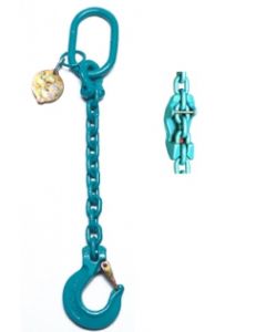 Anschlagkette mit Gabelkopfhaken, Aufhängering, Verbindungsglied und Verkürzungsklaue, 1-strängig, Typ ES-1DE