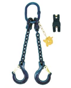 Anschlagkette mit Gabelkopfhaken, Aufhängering, Verbindungsglied und Verkürzungsklaue, Gk 12,  Typ Maxnorm, 2-strängig, Typ ES-2DT