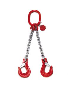 Anschlagkette mit Gabelkopfhaken, Aufhängegarnitur und Verbindungsglied, 2-strängig, Typ ES-2A