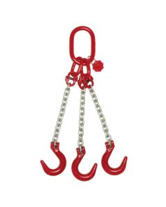 Anschlagkette mit Weitmaulhaken, Aufhängering und Verbindungsglied, 3-strängig, Typ ES-3S