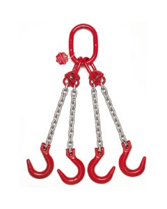 Anschlagkette mit Weitmaulhaken, Aufhängering und Verbindungsglied, 4-strängig, Typ ES-4S