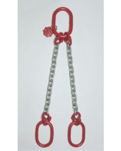 Anschlagkette mit beiderseits Aufhängering, Verbindungsglied und Verkürzungsklaue mit Sicherung, 2-strängig, Typ ES-2CD