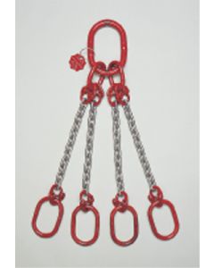 Anschlagkette mit beiderseits Aufhängering, Verbindungsglied und Verkürzungsklaue mit Sicherung, 4-strängig, Typ ES-4CD