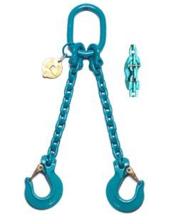 Anschlagkette mit Gabelkopfhaken, Aufhängering, Verbindungsglied und Verkürzungsklaue, 2-strängig, Typ ES-2DE