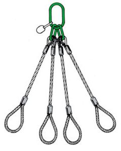 Anschlagseile 4-strängig, einers. Ring,  unten Schlaufen, verzinkt, Abb. 16, nach DIN EN 13414-1