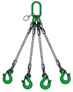 Anschlagseile 4-strängig, einers. Ring, anders. Haken, verzinkt, Abb. 19, nach DIN EN 13414-1