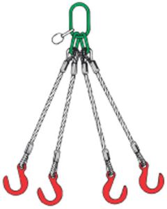 Anschlagseile 4-strängig, einers.  Ring, anders. Weitmaulhaken, verzinkt, Abb. 33, nach DIN EN 13414-1